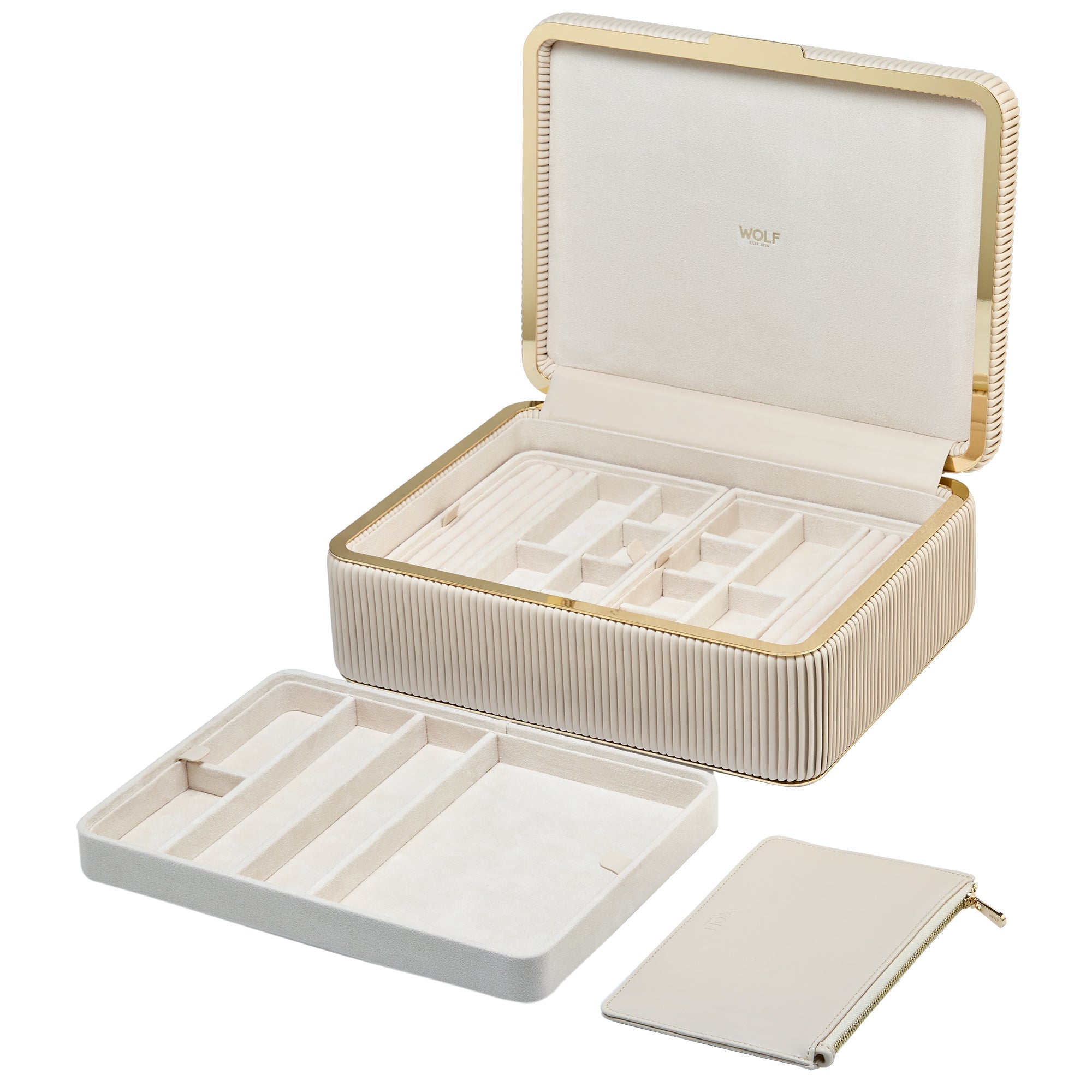 Wolf Bella Large Jewellery Box Bone