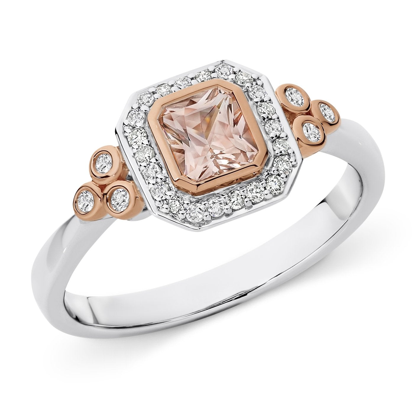 0.47ct Morganite & 0.17ct Diamond in 9ct White & Rose Gold