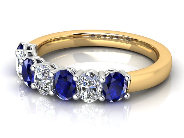 18ct Yellow & White Gold Sapphire & Diamond Anniversary Ring