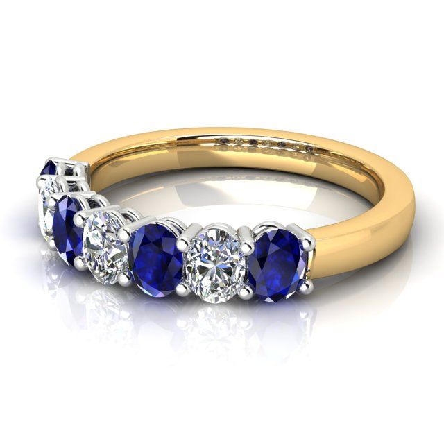18ct Yellow & White Gold Sapphire & Diamond Anniversary Ring