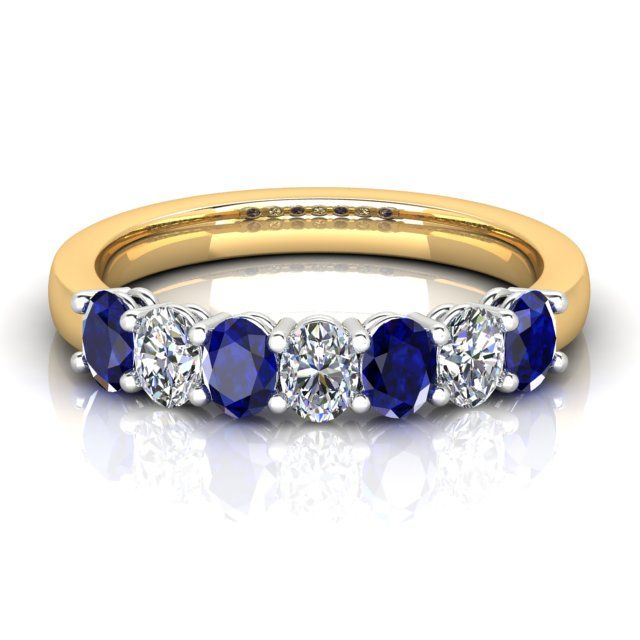 18ct Yellow & White Gold Sapphire & Diamond Anniversary Ring