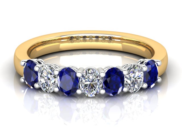 18ct Yellow & White Gold Sapphire & Diamond Anniversary Ring