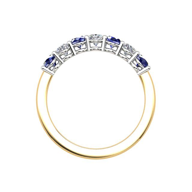 18ct Yellow & White Gold Sapphire & Diamond Anniversary Ring