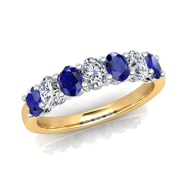 18ct Yellow & White Gold Sapphire & Diamond Anniversary Ring