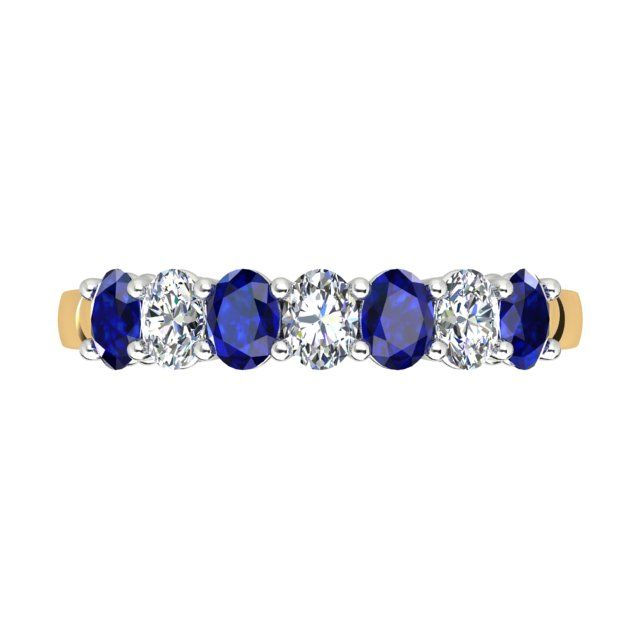 18ct Yellow & White Gold Sapphire & Diamond Anniversary Ring