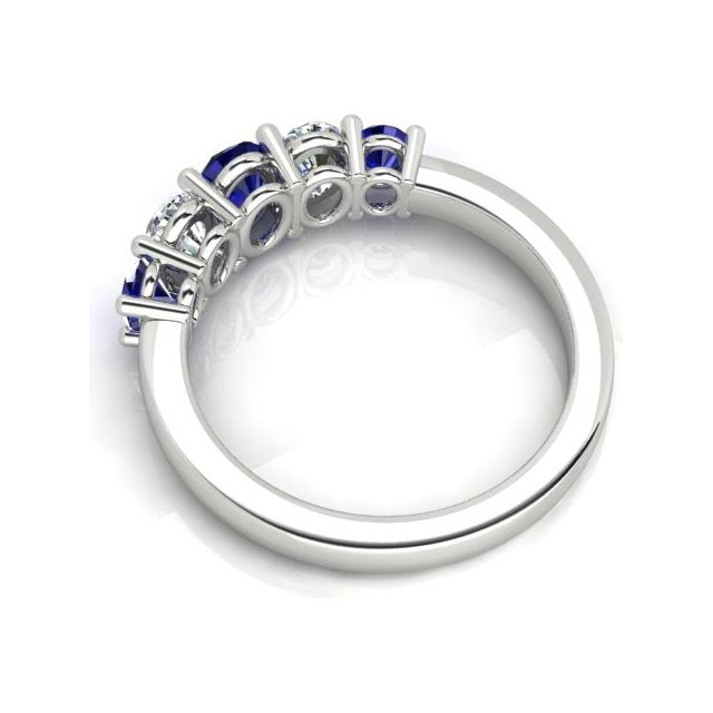 18ct White Gold Ceylon Sapphire & Diamond Anniversary Ring