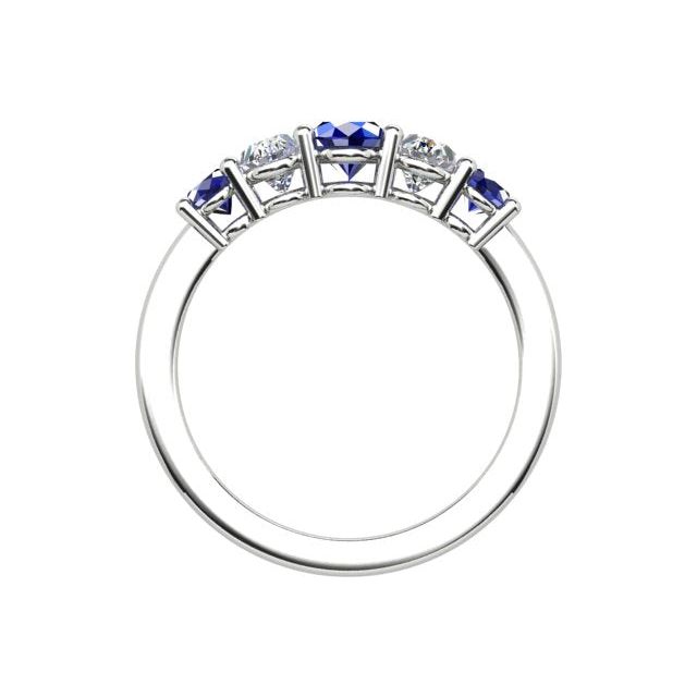 18ct White Gold Ceylon Sapphire & Diamond Anniversary Ring