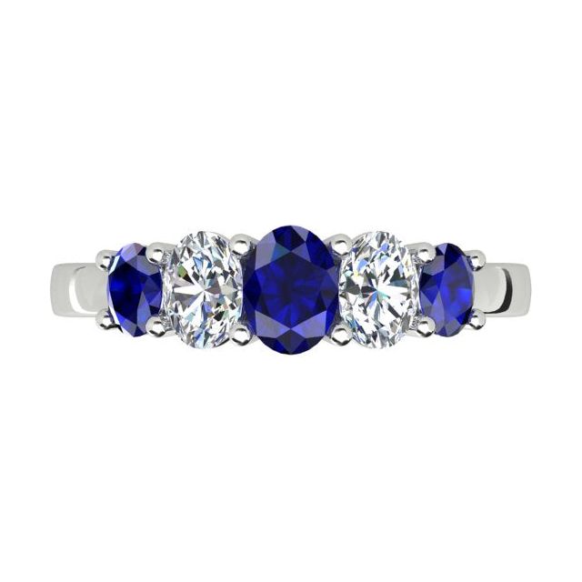 18ct White Gold Ceylon Sapphire & Diamond Anniversary Ring