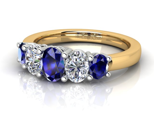 18ct Yellow & White Gold Sapphire & Diamond Dress Ring
