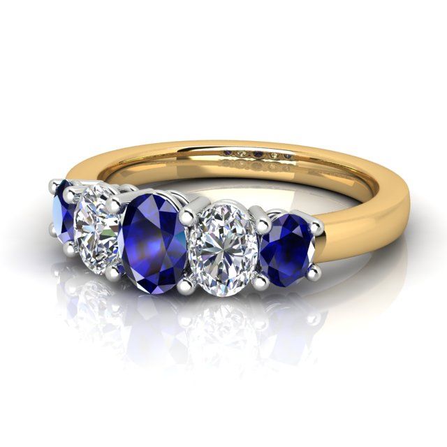 18ct Yellow & White Gold Sapphire & Diamond Dress Ring