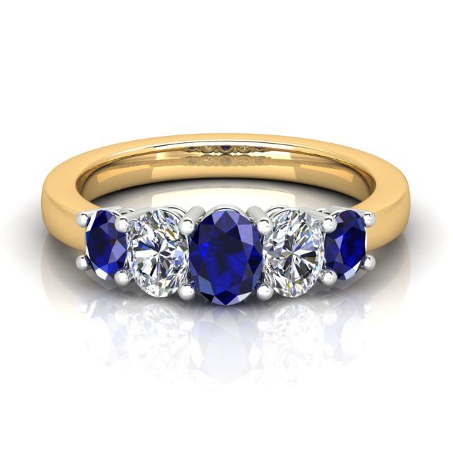 18ct Yellow & White Gold Sapphire & Diamond Dress Ring