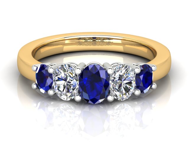 18ct Yellow & White Gold Sapphire & Diamond Dress Ring