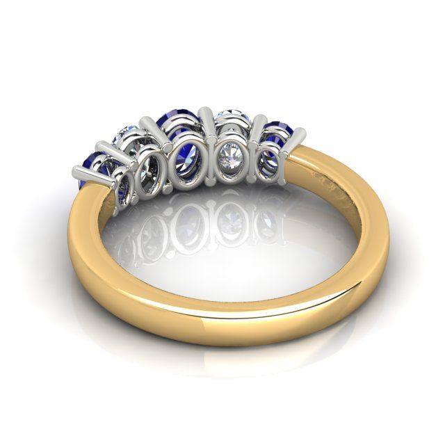 18ct Yellow & White Gold Sapphire & Diamond Dress Ring