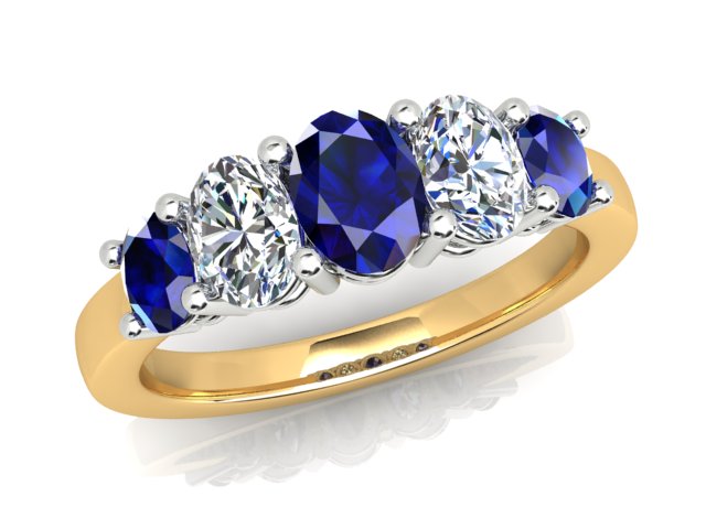 18ct Yellow & White Gold Sapphire & Diamond Dress Ring