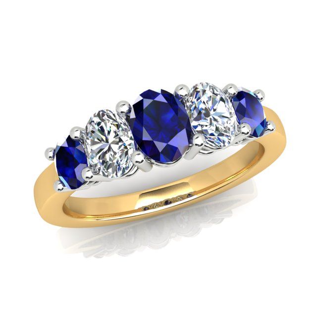 18ct Yellow & White Gold Sapphire & Diamond Dress Ring