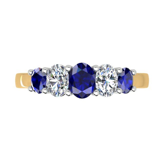 18ct Yellow & White Gold Sapphire & Diamond Dress Ring