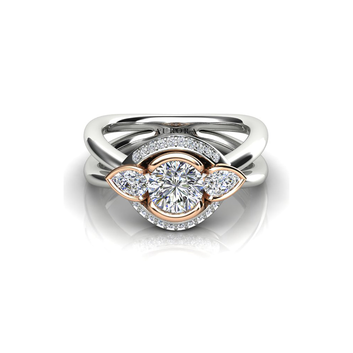 18ct White & Rose Gold Diamond Engagement Ring