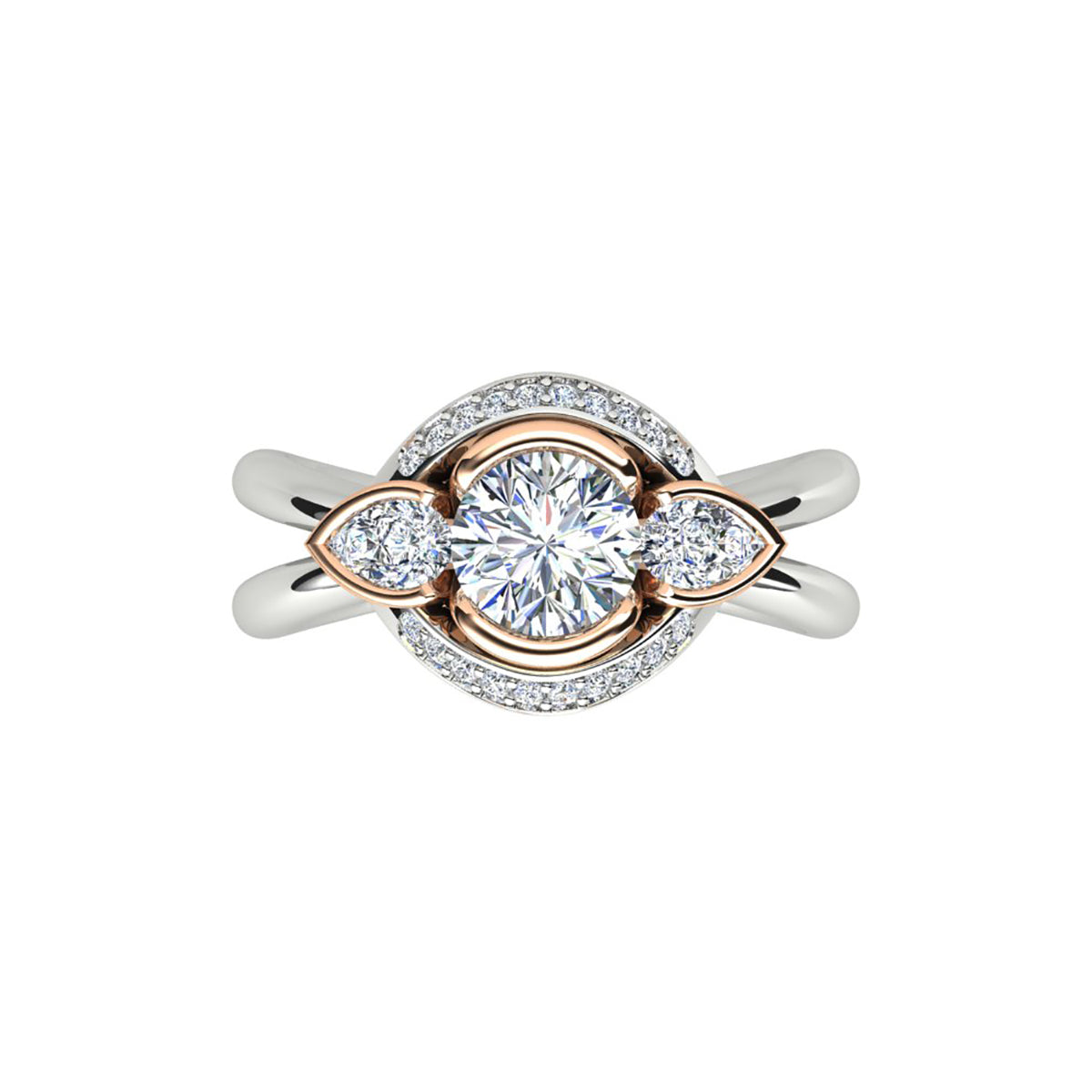 18ct White & Rose Gold Diamond Engagement Ring