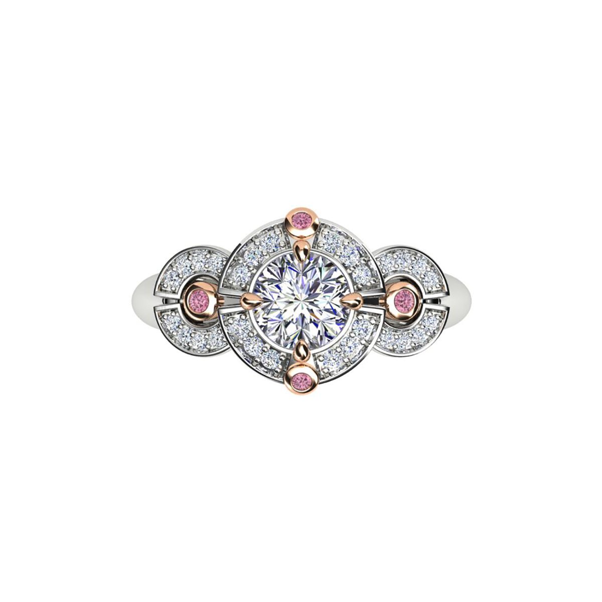 18ct White & Rose Gold Diamond Engagement Ring