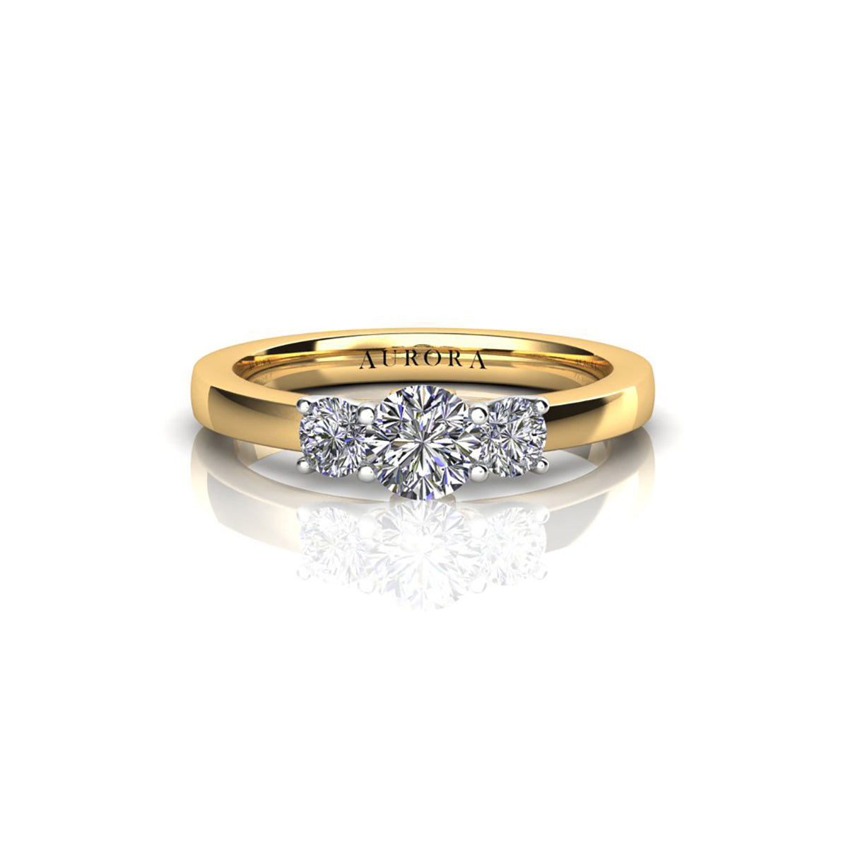 18ct Yellow Gold Diamond Trilogy Engagement Ring