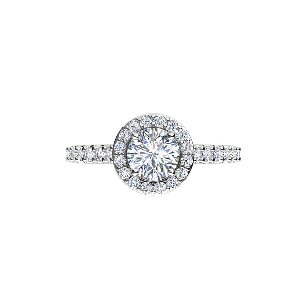 18ct White Gold Diamond Halo Engagement Ring