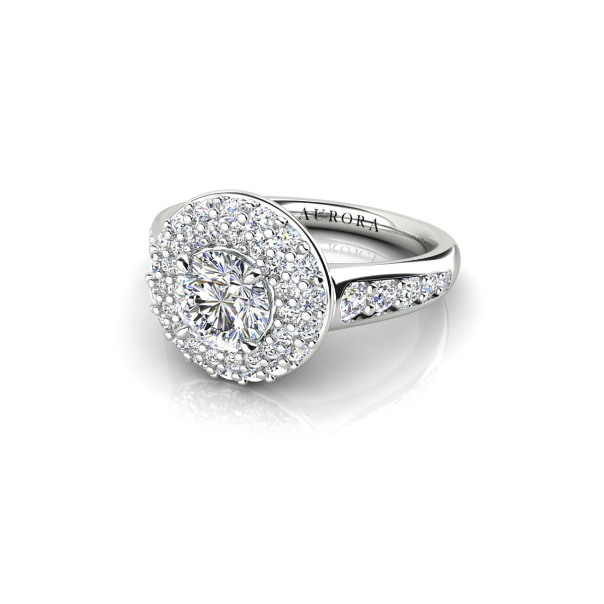 18ct White Gold Diamond Halo Engagement Ring