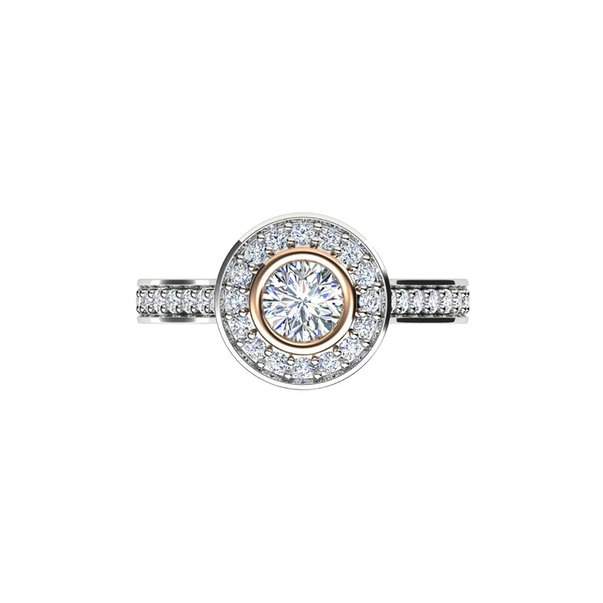 18ct White & Rose Gold Diamond Halo Engagement Ring