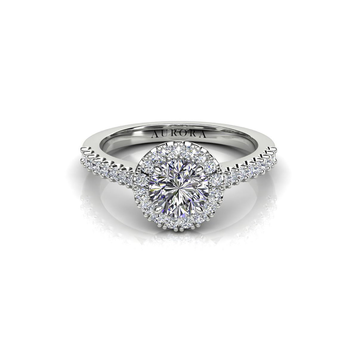 18ct White Gold Diamond Halo Engagement Ring
