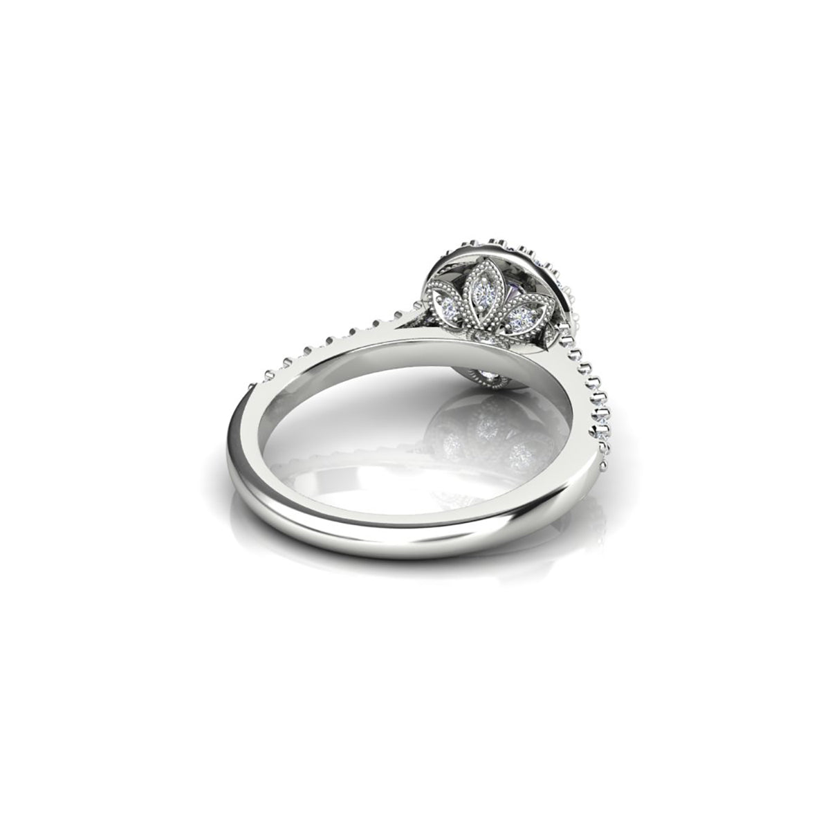 18ct White Gold Diamond Halo Engagement Ring