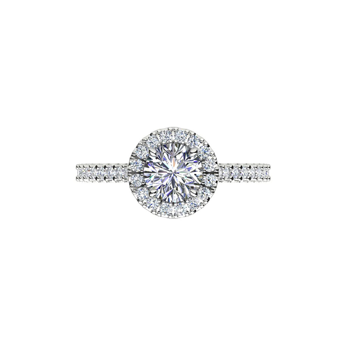 18ct White Gold Diamond Halo Engagement Ring