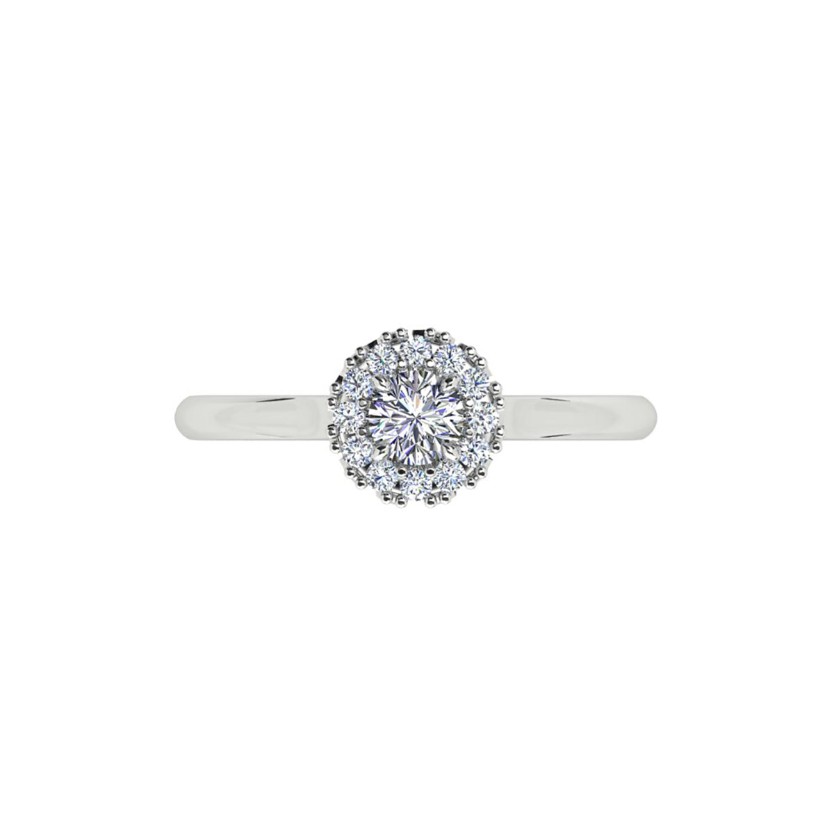 18ct White Gold Diamond Halo Engagement Ring