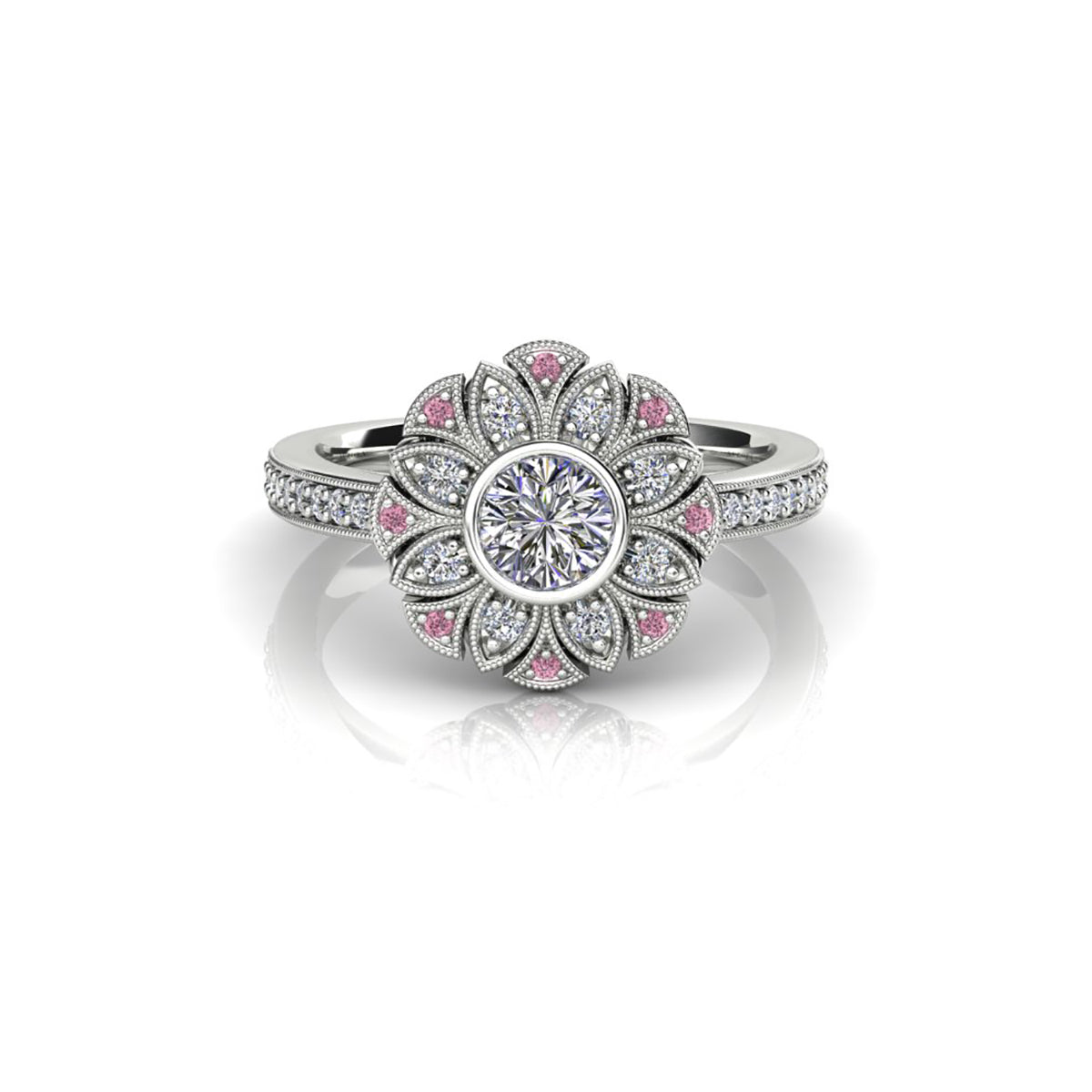 18ct White Gold Diamond Halo Engagement Ring