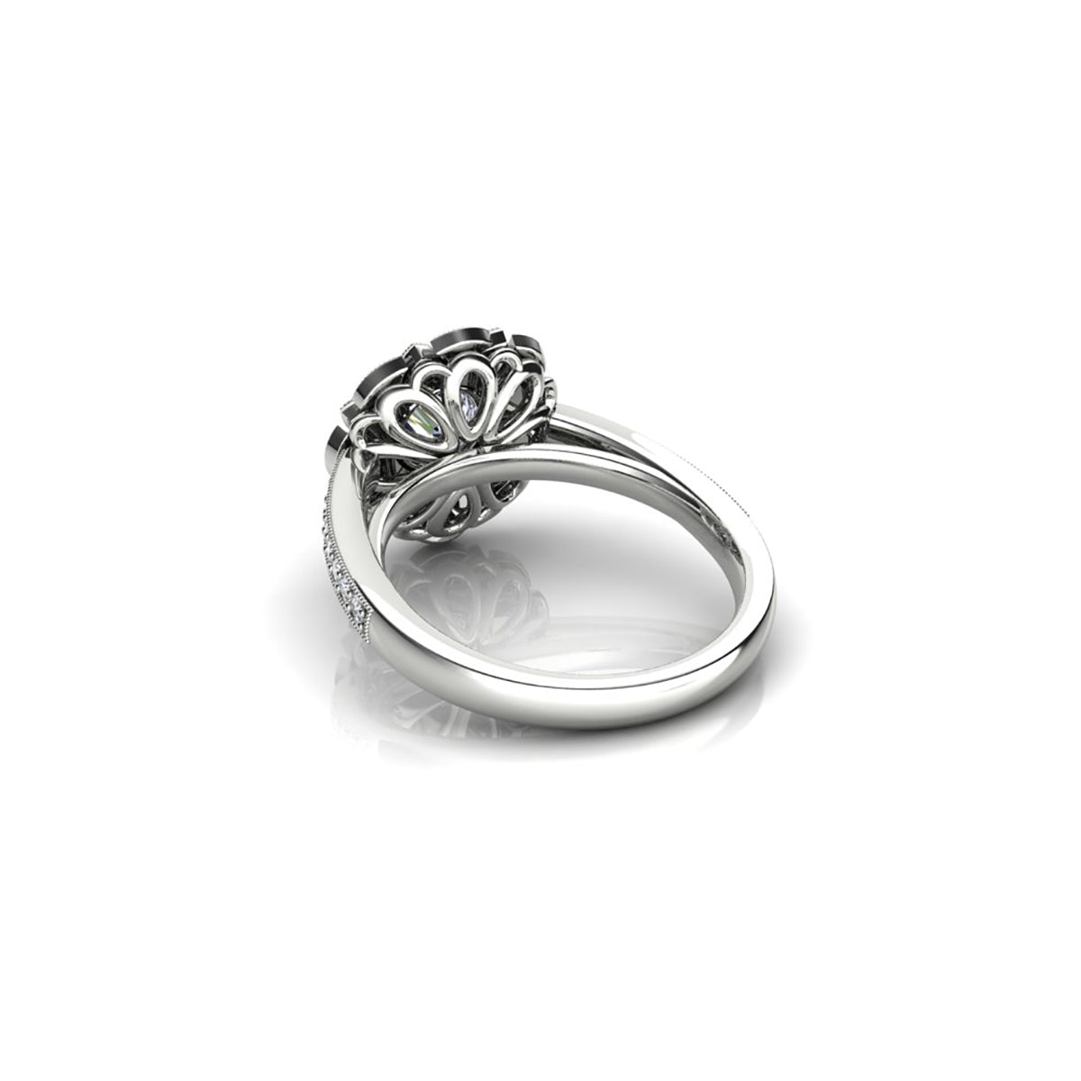 18ct White Gold Diamond Halo Engagement Ring