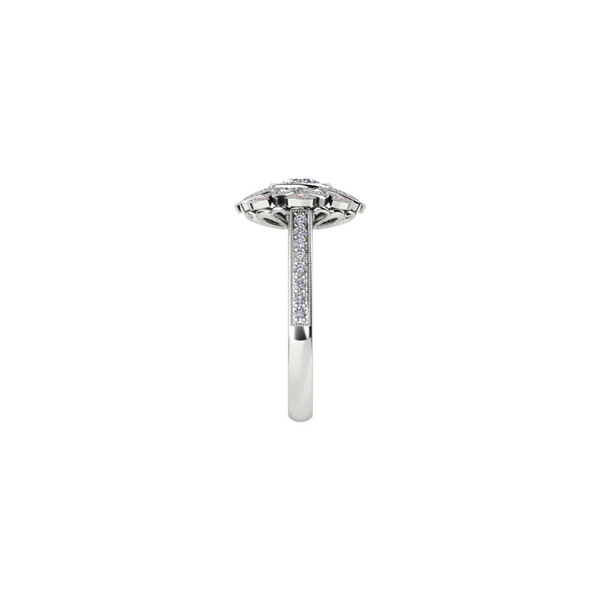 18ct White Gold Diamond Halo Engagement Ring