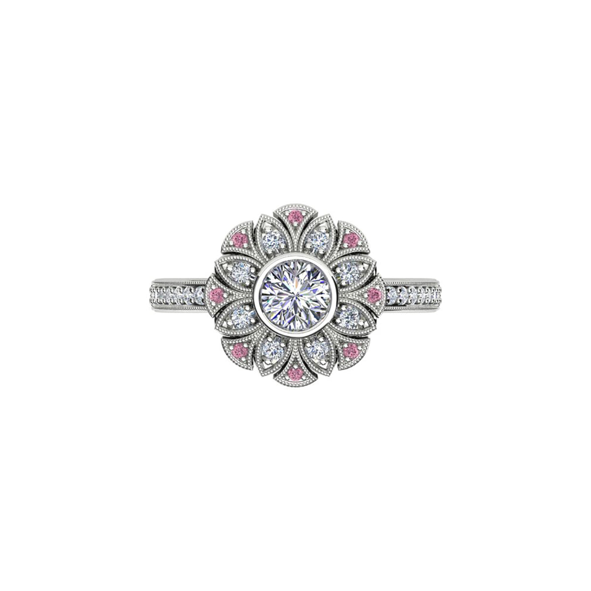18ct White Gold Diamond Halo Engagement Ring