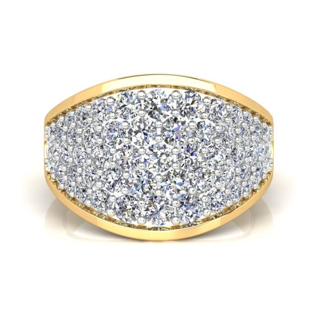 18ct Yellow & White Gold 3.10ct Pavé Round Brilliant Diamond Dress Ring