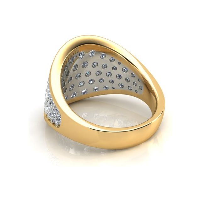 18ct Yellow & White Gold 3.10ct Pavé Round Brilliant Diamond Dress Ring