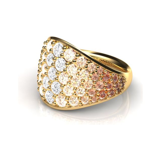 18ct Yellow Gold 3.10ct Pavé Champagne Diamond Dress Ring