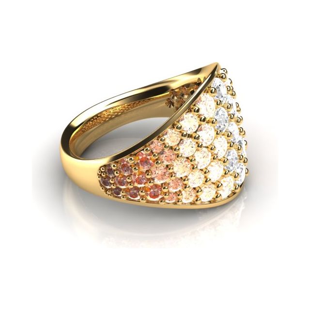 18ct Yellow Gold 3.10ct Pavé Champagne Diamond Dress Ring