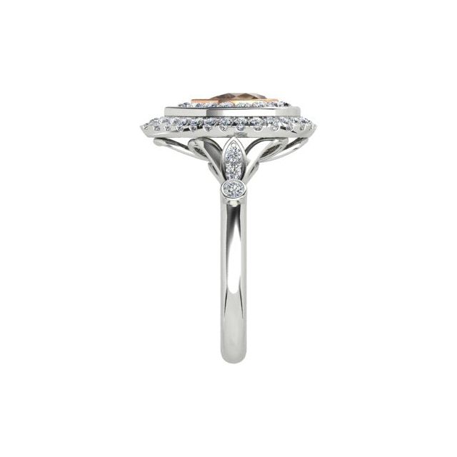 18ct White & Rose Gold Pear Champagne Diamond Ring