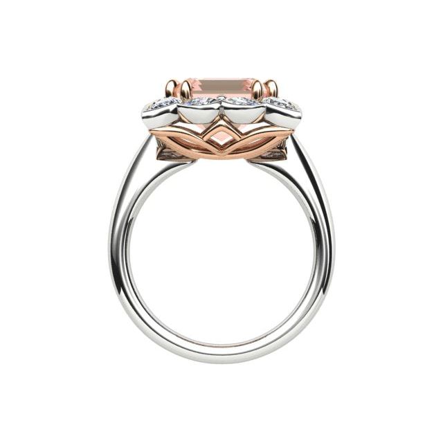 18ct White & Rose Gold Morganite & Diamond Dress Ring