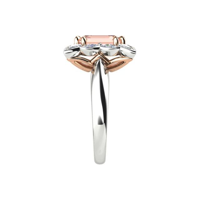 18ct White & Rose Gold Morganite & Diamond Dress Ring