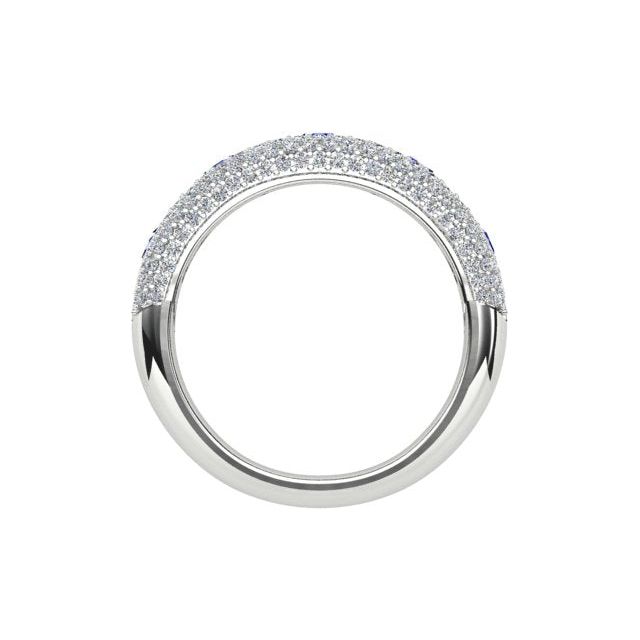 18ct White Gold Pavé & Channel Ceylon Sapphire & Diamond Ring