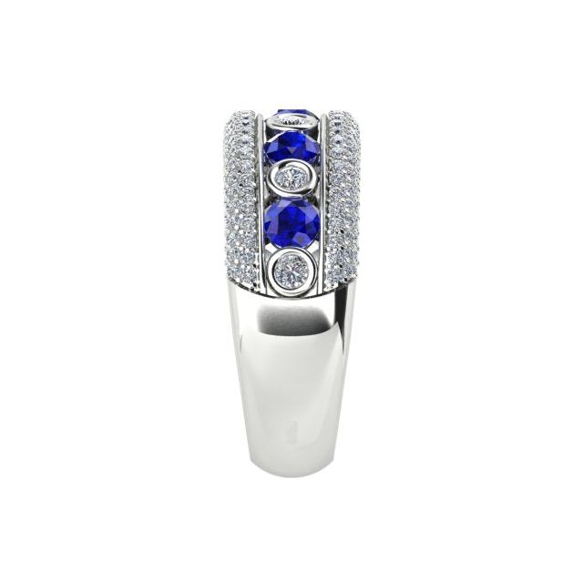 18ct White Gold Pavé & Channel Ceylon Sapphire & Diamond Ring