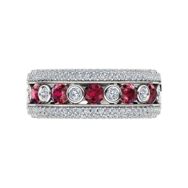 18ct White Gold Pavé & Channel Ruby & Diamond Ring