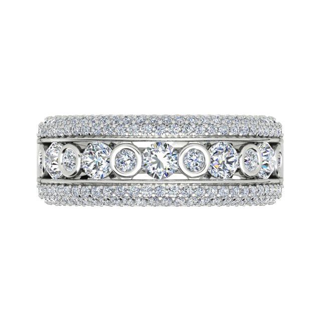 18ct White Gold 1.75ct Pavé & Channel Diamond Ring
