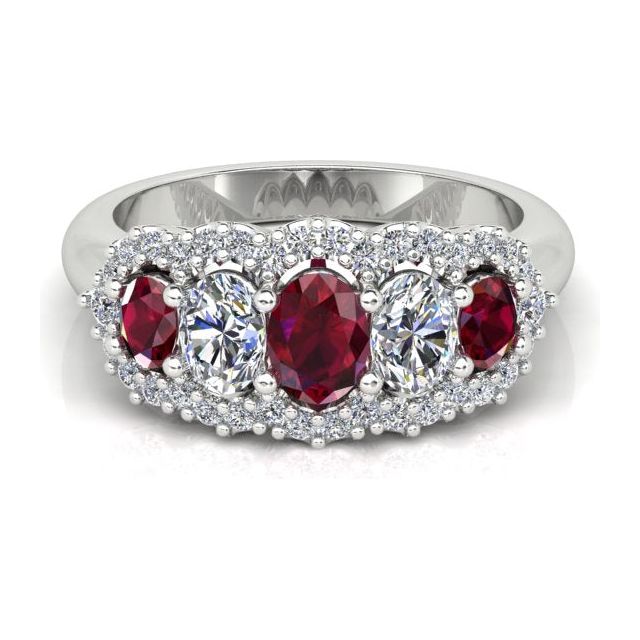 18ct White Gold Diamond & Ruby Dress Ring