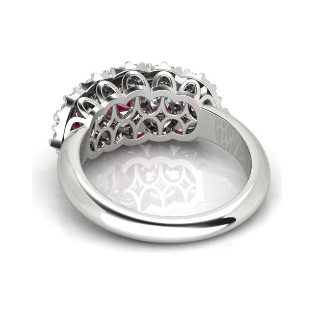 18ct White Gold Diamond & Ruby Dress Ring