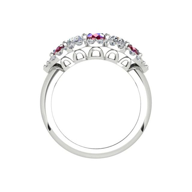 18ct White Gold Diamond & Ruby Dress Ring