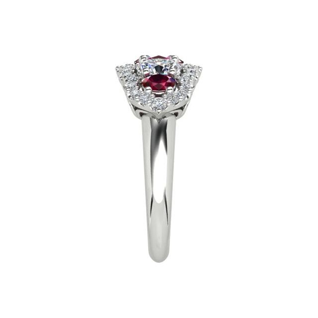 18ct White Gold Diamond & Ruby Dress Ring